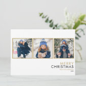 モダン3シンプル写真コラージュ家族クリスマス シーズンカード (スタンド正面)