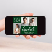 モダン3フォトグリーン卒業パーティー 招待状