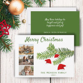 モダン3フォトサンタハットパインメリークリスマス シーズンカード