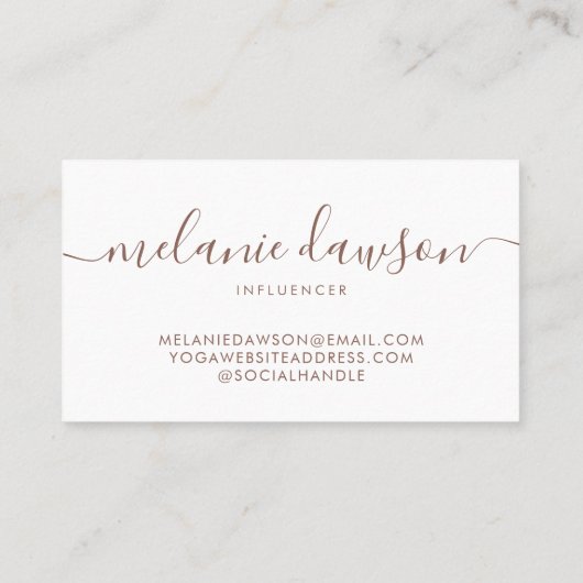 モダン3ミニマル写真ソーシャルインフルエンサーBrown 名刺 (裏面)