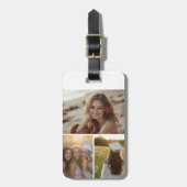 モダン3ミニマル枚の写真のコラージュと情報連絡付き ラゲッジタグ (正面縦)