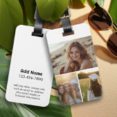 モダン3ミニマル枚の写真のコラージュと情報連絡付き ラゲッジタグ