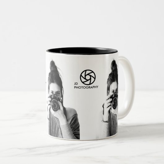 モダン3ミニマル枚の写真をクリーニング ツートーンマグカップ (正面右)