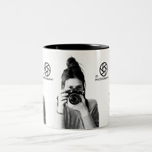 モダン3ミニマル枚の写真をクリーニング ツートーンマグカップ (中央)