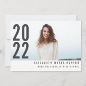 モダン3ミニマル枚の写真をシンプル卒業 案内状 (裏面)