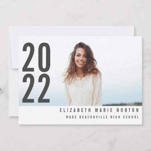 モダン3ミニマル枚の写真をシンプル卒業 案内状 (裏面)