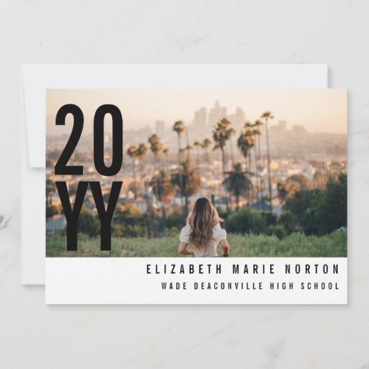 モダン3ミニマル枚の写真シンプル卒業 案内状 (裏面)