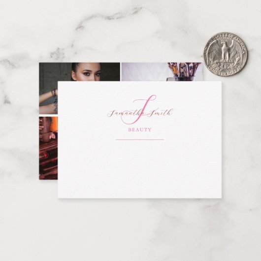 モダン3ミニマル枚の写真スクリプトモノグラム美しい ノートカード (正面/裏面インサイチュ)