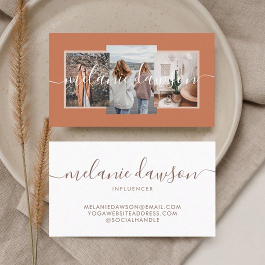 モダン3ミニマル枚フォトソーシャルインフルエンサーOrange 名刺