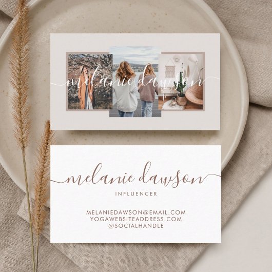 モダン3ミニマル枚フォトソーシャルインフルエンサーTan 名刺