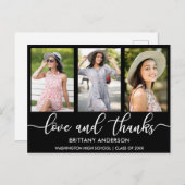 モダン3写真卒業の愛と感謝していB 案内ポストカード (正面/裏面)