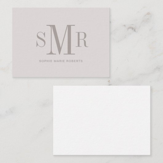 モダン3文字のモノグラムイニシャル名 ノートカード (正面/裏面)