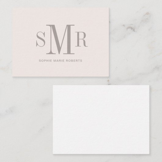 モダン3文字のモノグラムイニシャル名 ノートカード (正面/裏面)