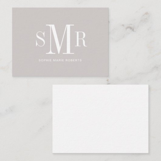 モダン3文字のモノグラムイニシャル名 ノートカード (正面/裏面)