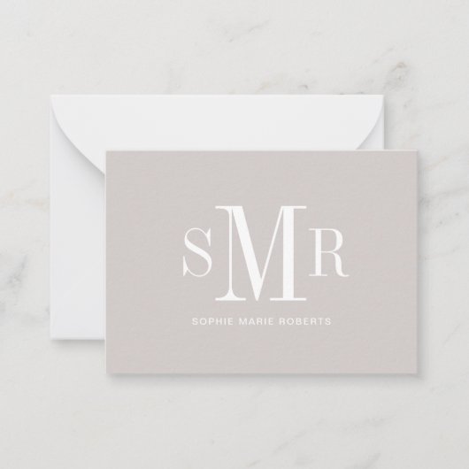 モダン3文字のモノグラムイニシャル名 ノートカード (正面)