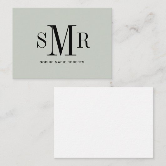 モダン3文字のモノグラムイニシャル名 ノートカード (正面/裏面)