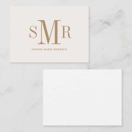 モダン3文字のモノグラムイニシャル名 ノートカード (正面/裏面)