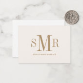 モダン3文字のモノグラムイニシャル名 ノートカード (正面/裏面インサイチュ)