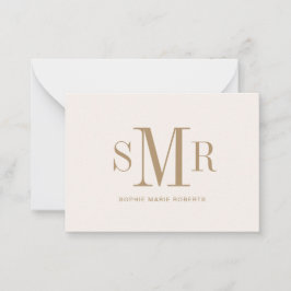 モダン3文字のモノグラムイニシャル名 ノートカード
