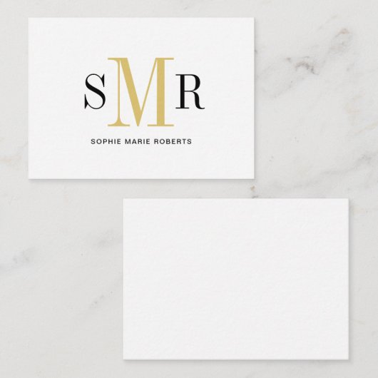 モダン3文字のモノグラムイニシャル名 ノートカード (正面/裏面)