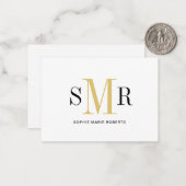 モダン3文字のモノグラムイニシャル名 ノートカード (正面/裏面インサイチュ)