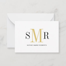モダン3文字のモノグラムイニシャル名 ノートカード