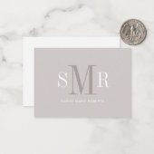 モダン3文字のモノグラムイニシャル名 ノートカード (正面/裏面インサイチュ)