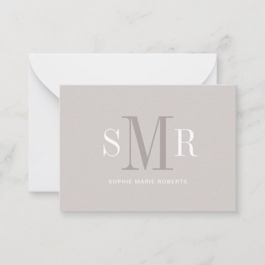 モダン3文字のモノグラムイニシャル名 ノートカード (正面)
