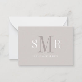 モダン3文字のモノグラムイニシャル名 ノートカード