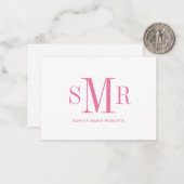 モダン3文字のモノグラムイニシャル名 ノートカード (正面/裏面インサイチュ)