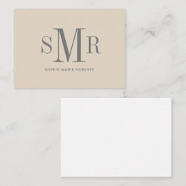 モダン3文字のモノグラムイニシャル名 ノートカード
