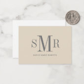 モダン3文字のモノグラムイニシャル名 ノートカード (正面/裏面インサイチュ)