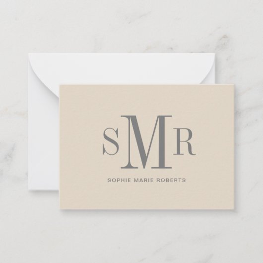 モダン3文字のモノグラムイニシャル名 ノートカード (正面)