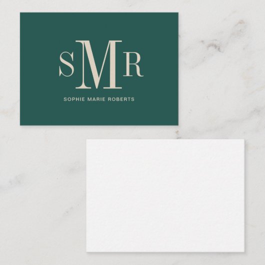 モダン3文字のモノグラムイニシャル名 ノートカード (正面/裏面)