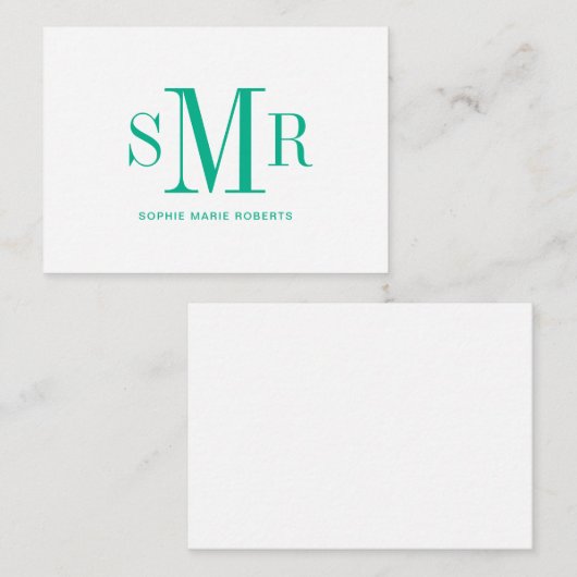 モダン3文字のモノグラムイニシャル名 ノートカード (正面/裏面)