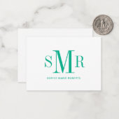 モダン3文字のモノグラムイニシャル名 ノートカード (正面/裏面インサイチュ)