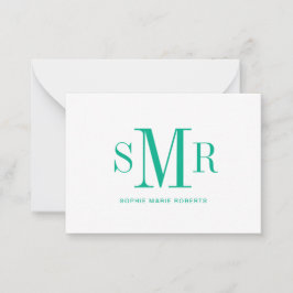 モダン3文字のモノグラムイニシャル名 ノートカード