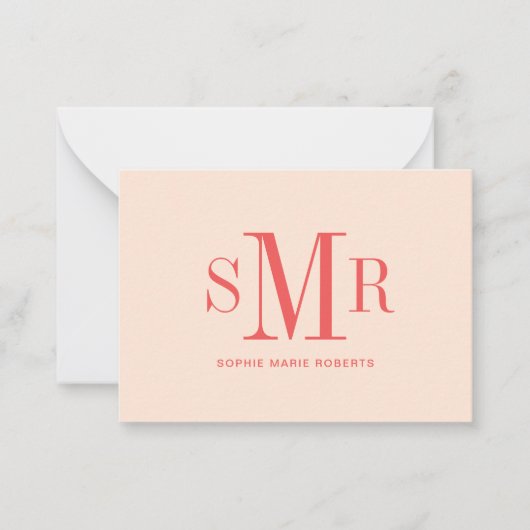 モダン3文字のモノグラムイニシャル名 ノートカード (正面)