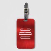 モダン3文字モノグラムの赤箔 ラゲッジタグ (正面縦)