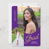 モダン3月2日フォトグラードパーティー紫 招待状 (正面)