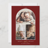 モダン3月3日メリー写真&明るい赤 シーズンカード (正面)