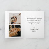 モダン3枚の写真の結婚サンキューカードをスクリプト サンキューカード (内部)