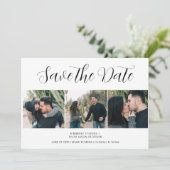 モダン3枚の写真シック結婚スクリプト セーブザデート (スタンド正面)