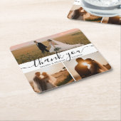 モダン3枚の写真結婚を感謝してい君 スクエアペーパーコースター (アングル)