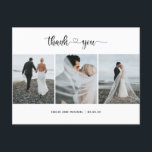 モダン3枚の写真結婚サンキューカード ポストカード<br><div class="desc">シンプルとモダンサンキューカードを家族や友人に送り、彼らの愛感謝していと存在のために自分の家族や友人に結婚送る。自分の文字と写真を追加して、ユニークtouchを作成</div>