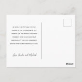 モダン3枚の写真結婚サンキューカード ポストカード (裏面)