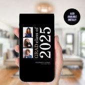 モダン3枚の写真2024黒の卒業発表 案内状