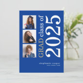 モダン3枚の写真2025青の卒業発表 案内状 (スタンド正面)