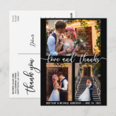 モダン3枚写真ウェディングラブアンドサンクススクリプト ポストカード (正面/裏面)
