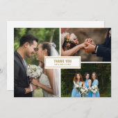 モダン3枚写真コラージュウェディング サンキューカード (正面/裏面)